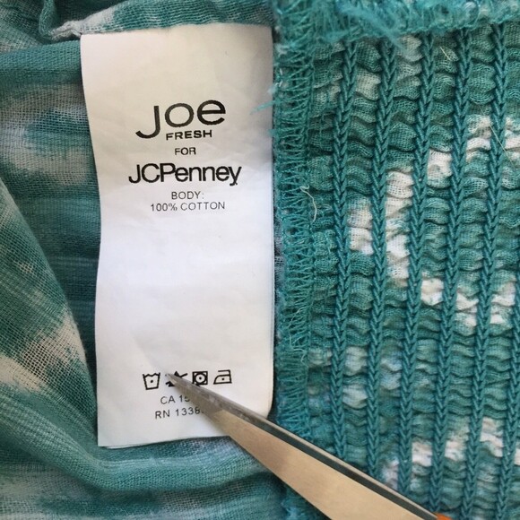 Joe Fresh Peasant Blouse Women Medium Green Cotton Elastic Neckline - Picture 9 of 9